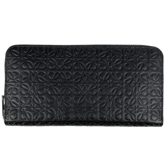 Loewe Handbags - Loewe Repeat Anagram Round Zip Long Wallet Black Leather